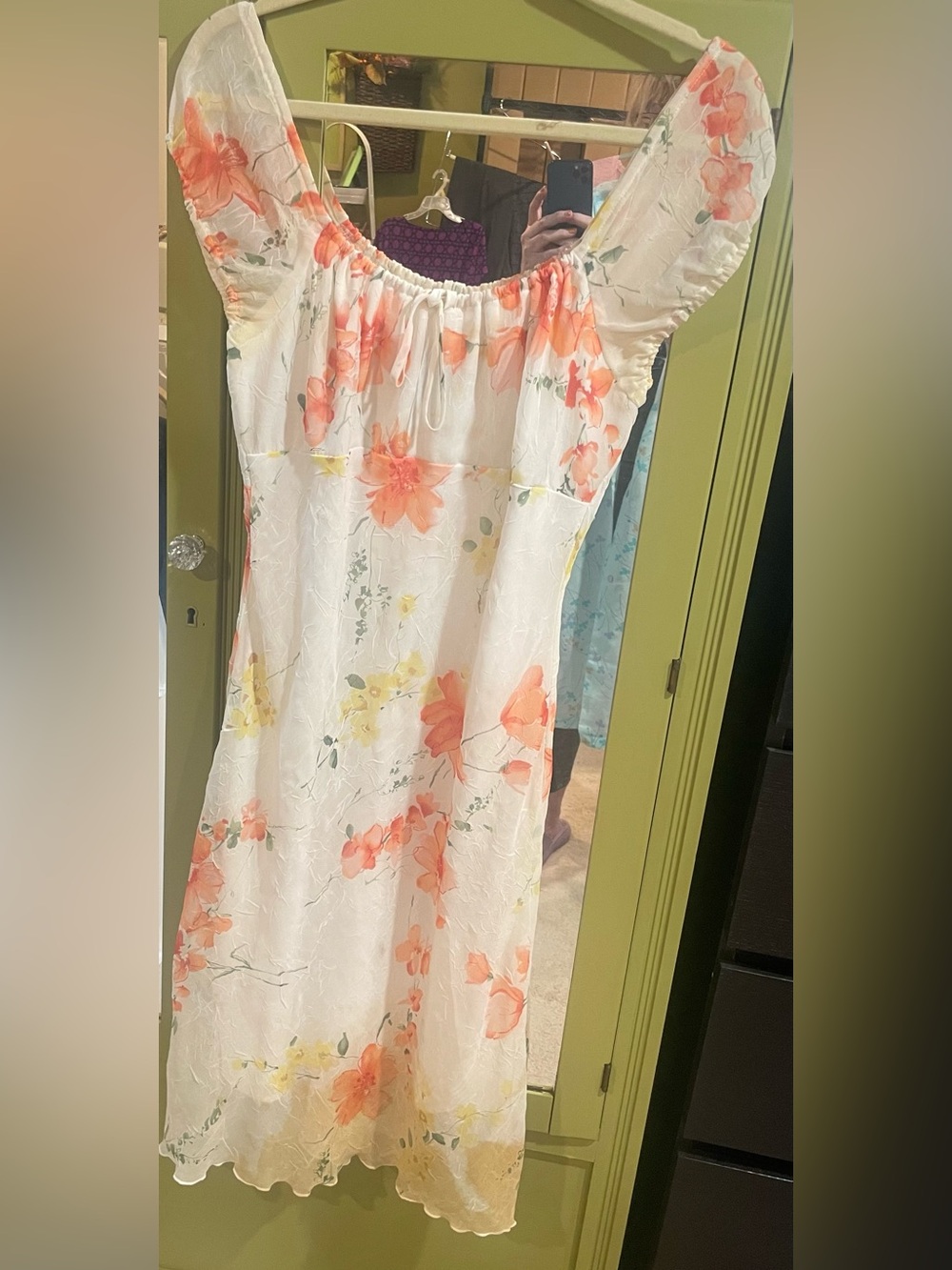 City Triangles ivory and orange floral summer dress.